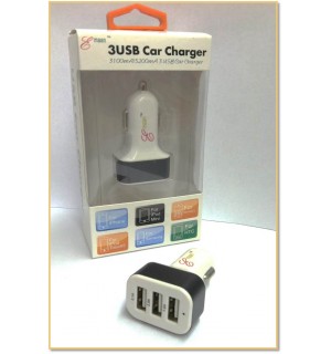 Emaan- 3-in-1 USB Car Adapter - BLACK